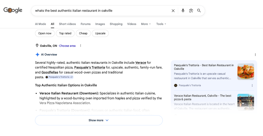 AI search result showing your business as the single recommended answer