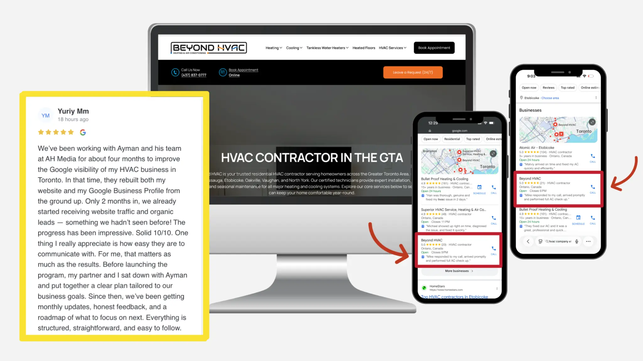local-seo-results-for-hvac-company-beyond-hvac-toronto-google-maps