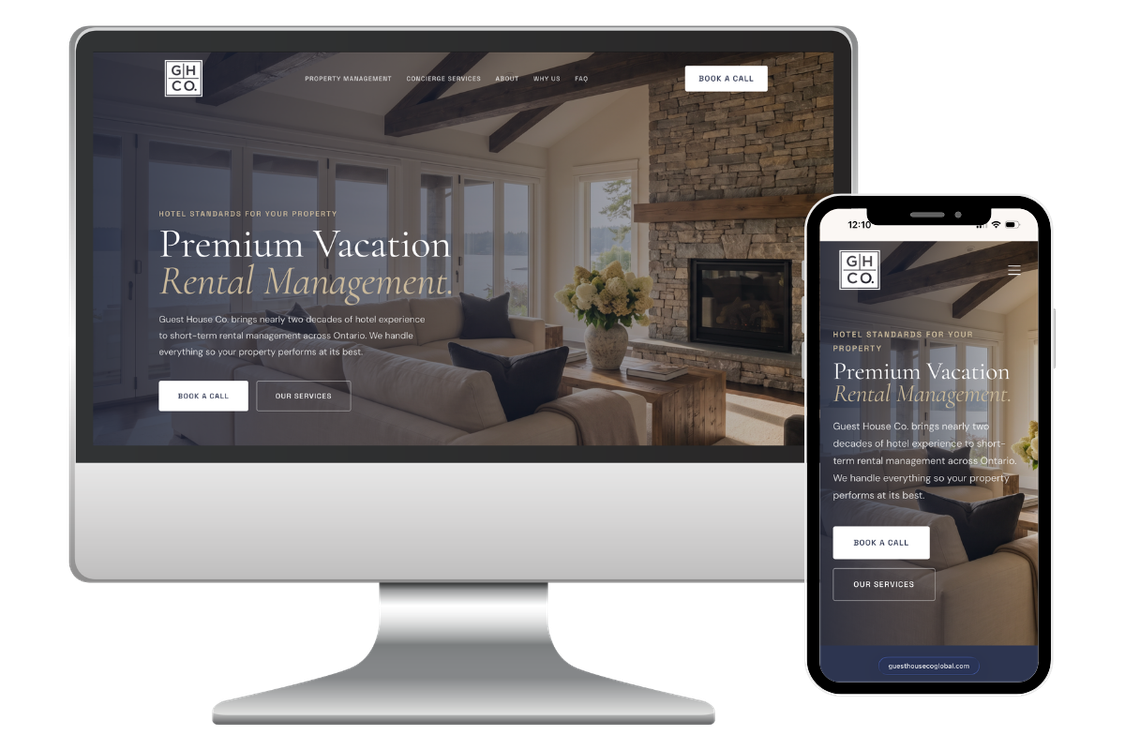 Guest House Co. website on desktop and mobile