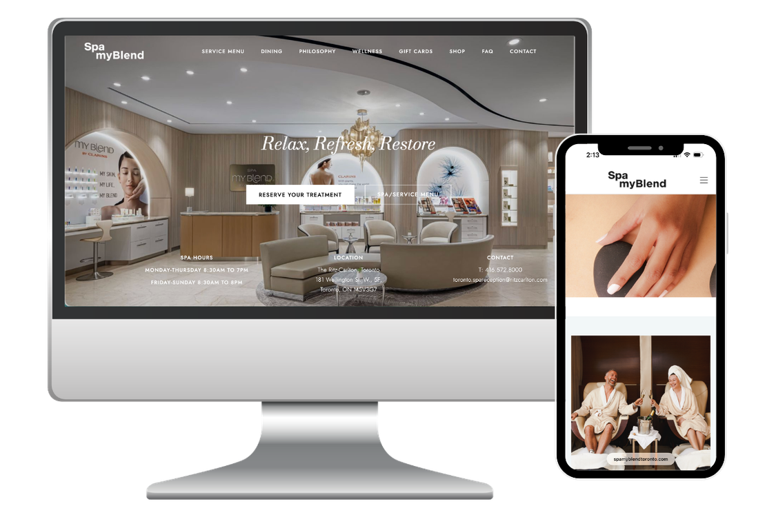 Spa My Blend Toronto website on desktop and mobile