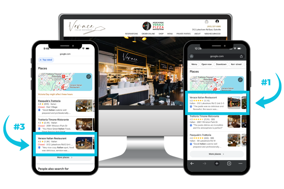 Verace Italian Restaurant ranked #1 on Google Maps — AH Media Local SEO result